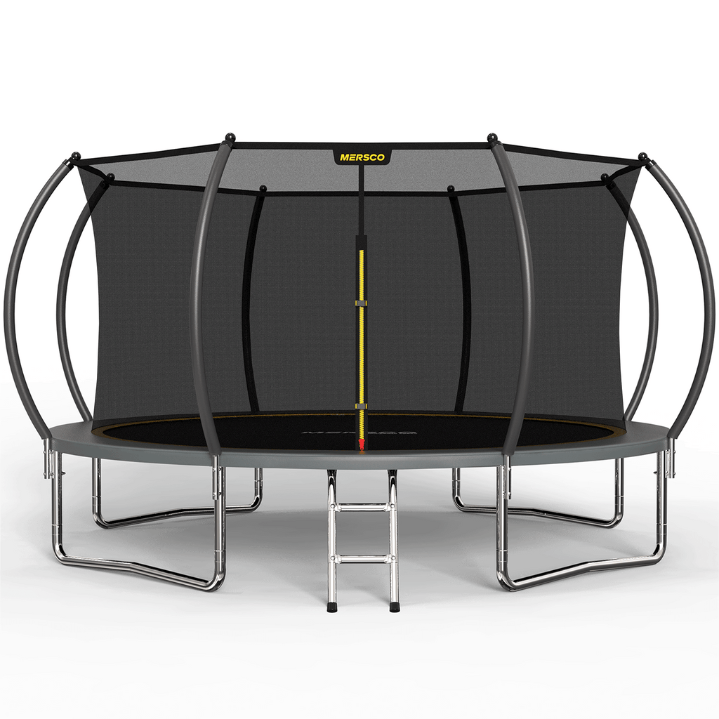 Mersco 14FT Trampoline for Kids with Ladder,Outdoor Recreational Trampolines with Enclosure Net,Jumping Trampoline SPACE for Kid Birthday and Festival Gift,Gray