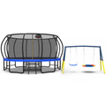 Mersco 15FT Heavy Duty Trampoline with Enclosure Net ,Swing Set Outdoor Big Trampoline for Backyard, Kids Trampoline with Basketball Hoop, Kids Birthday and Festival Gifts,Blue