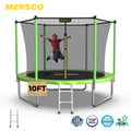 Mersco 10ft Trampoline for Kids,Outdoor Trampoline with Enclosure Net and Ladder,Upright-Poled Backyard Trampoline PLAY for Family Fun,Birthday Gifts,Green