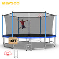Mersco 16ft Trampoline for Kids and Adults,Outdoor Trampoline with Enclosure,Basketball Hoop and Ladder,Upright-Poled Backyard Trampoline,Jumping Trampoline PLAY for Boys and Girls Birthday Gift,Blue