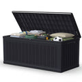 Mersco 260 Gallon Large Deck Box,Lockable Resin Outdoor Indoor Storage Box with Hundles,Waterproof UV Resistant Outside Deck Box for Patio Furniture Cushions, Pool Float,Garden Tool,Black