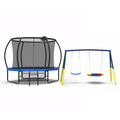 Mersco 10FT Heavy Duty Trampoline with Enclosure Net ,Swing Set Outdoor Big Trampoline for Backyard, Kids Trampoline with Basketball Hoop,Kids Birthday and Festival Gifts,Blue