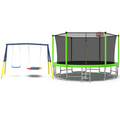 Mersco 16FT Heavy Duty Trampoline with Enclosure Net , Swing Set Outdoor Big Trampoline for Backyard,Kids Trampoline with Basketball Hoop,Birthday and Holiday Gifts for Kids,Green