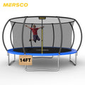 Mersco 14ft Trampoline for Kids and Adults,Pumpkin Outdoor Trampoline with Enclosure and Net,Jumping Trampoline SPACE for Boys and Girls Birthday Gifts,Blue