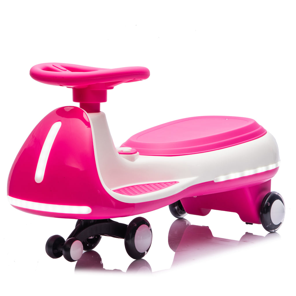 Cirui 12V Kids Electric Wiggle Car, 2-in-1 Swing Ride on Toy for Toddlers Aged 3-8,5MPH Max Speed,Triangular Stability Frame, Flashing Wheels,Bluetooth Music,Red