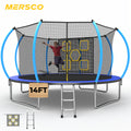 Mersco 14FT Trampoline for Kids with Mulifunctional Target Cloth,Outdoor Recreational Trampolines with Enclosure Net ,Ladder,Jumping Trampoline Space for Boys and Girls Birthday Festival Gifts,Blue