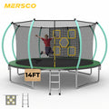 Mersco 14FT Trampoline for Kids with Mulifunctional Target Cloth,Outdoor Recreational Trampolines with Enclosure Net, Ladder for family Fun,Jumping Trampoline SPACE for Boys and Girls Birthday Gifts