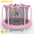 Mersco 55inch Toddler Trampoline, Mini Trampoline for Kids with Enclosure and Basketball Hoop,Indoor Outdoor Kids Trampoline Birthday Gifts, Pink