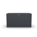 UIOWIO Deck Box Outdoor Storage ,Resin Deck Boxes Outdoor Waterproof UV Resistant with Hundles,Outside Lockable Toy Storage for Pool ,Patio Furniture and Sports Equipment,Black