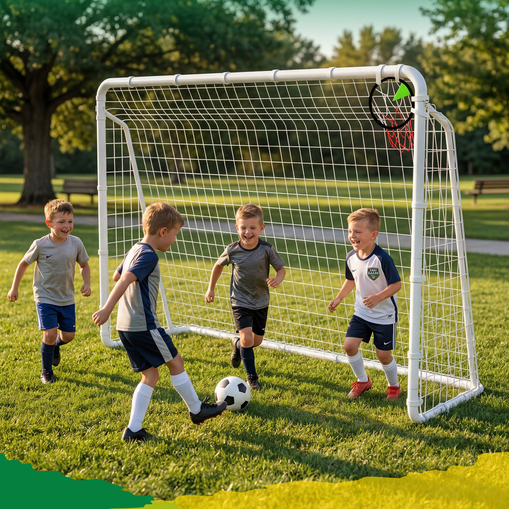 Mersco 8 x 6FT Portable Soccer Goals,Backyard Kids Soccer Net with High-Strength Nets,Soccer Durable Post for Adults Outdoor's Practice Training,Toddler Soccer Toddler Goal for Sports Games,White