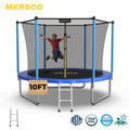Mersco 10ft Trampoline for Kids,Outdoor Trampoline with Enclosure Net and Ladder,Upright-Poled Backyard Trampoline PLAY for Family Fun,Jumping Trampoline fo Birthday Gifts,Blue