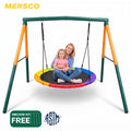 Mersco 60" Saucer Swing with Stand for Adults & Kids, Extra-Large Detachable Round Swing, 440 lbs Heavy-Duty A-Frame for Small Backyards & Camping,Green