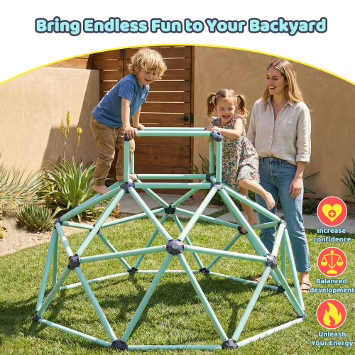 Kdymod 6ft Climbing Dome with Top for Kids Ages 3-8, Indoor/Outdoor Jungle Gym Playset, Dual Safety-Lock Geometric Climber, Easy Assembly Backyard Playground Equipment, Blue.