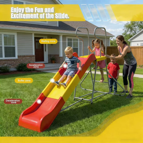 Kdymod 6.4FT Slide for Kids,Playground Equipment with Climbing Ladder, Water Slide for Kids Backyard,Gift for Boys, Girls,Ages 3-8