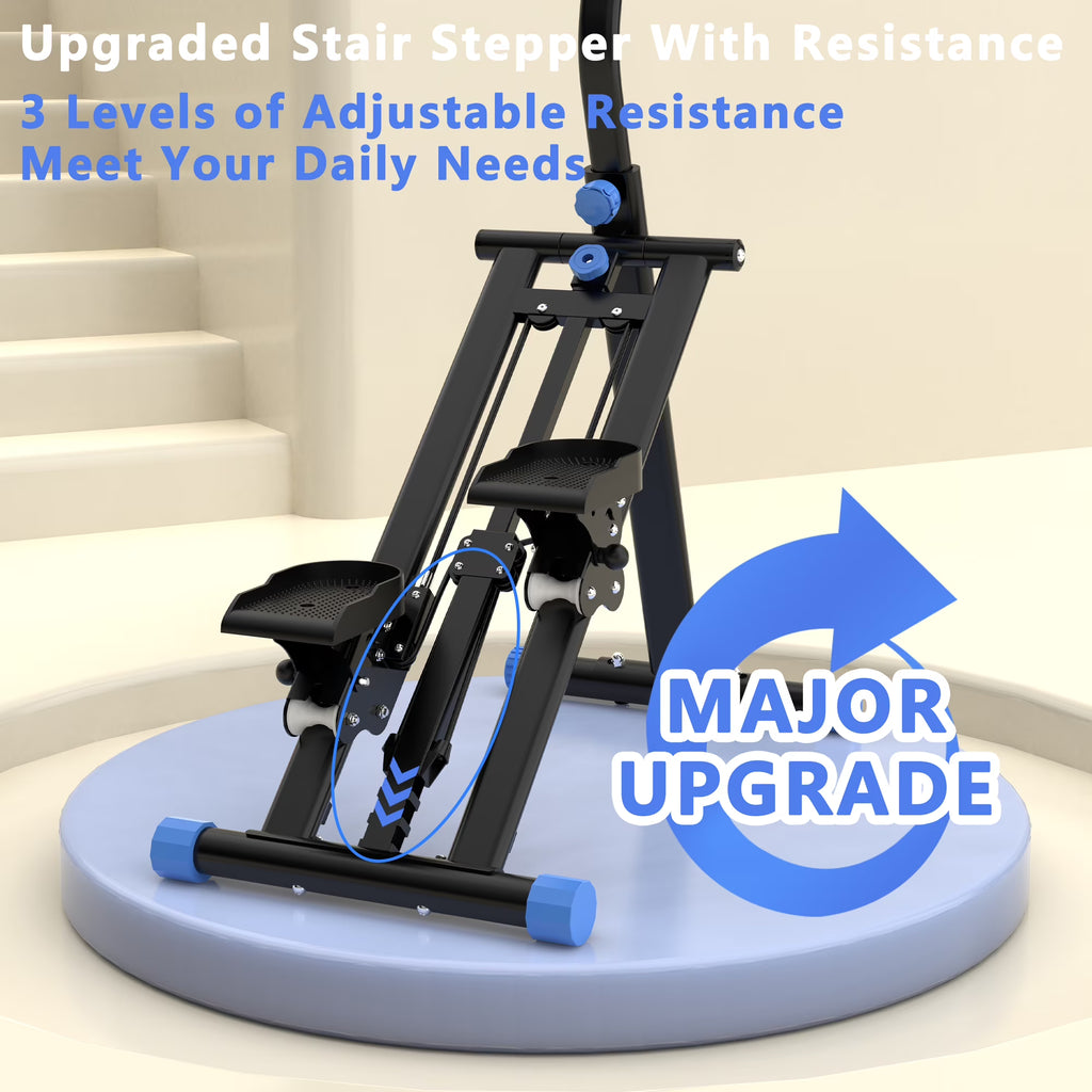 Kdymod Stair Stepper with Resistance for Home,Vertical Climber Cardio Machine for Full-Body Exercise,Folding Stair Climber Fitness Equipment with Stable Frame Adjustable Handlebar,Black