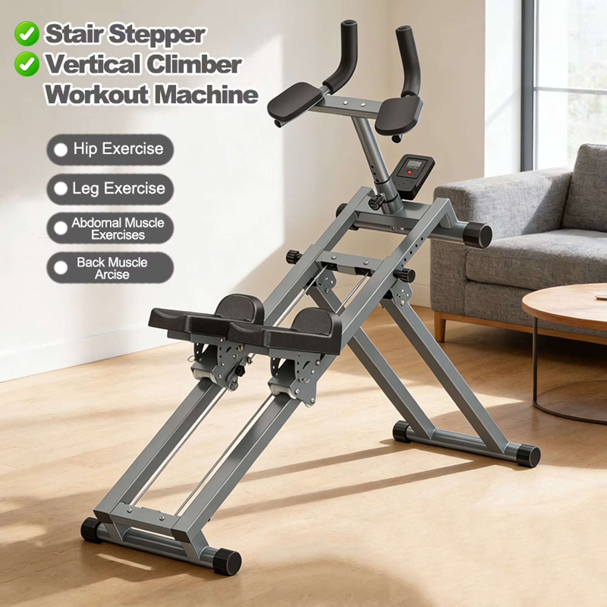 Kdymod 3-in-1 Spine Twist Stretcher & Stair Stepper & Waist Trainer, Adjustable Back Stretcher Machine for Lower Back Exercise, Core Activation & Full-Body Home Workout,Gray