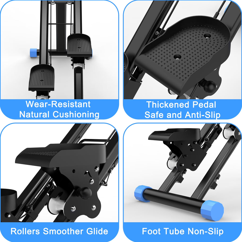 Kdymod Stair Stepper for Home with Adjustable Handlebar, Vertical Climber Workout Machine for Full-Body Exercise, Compact Foldable & Stable Frame ,Blue