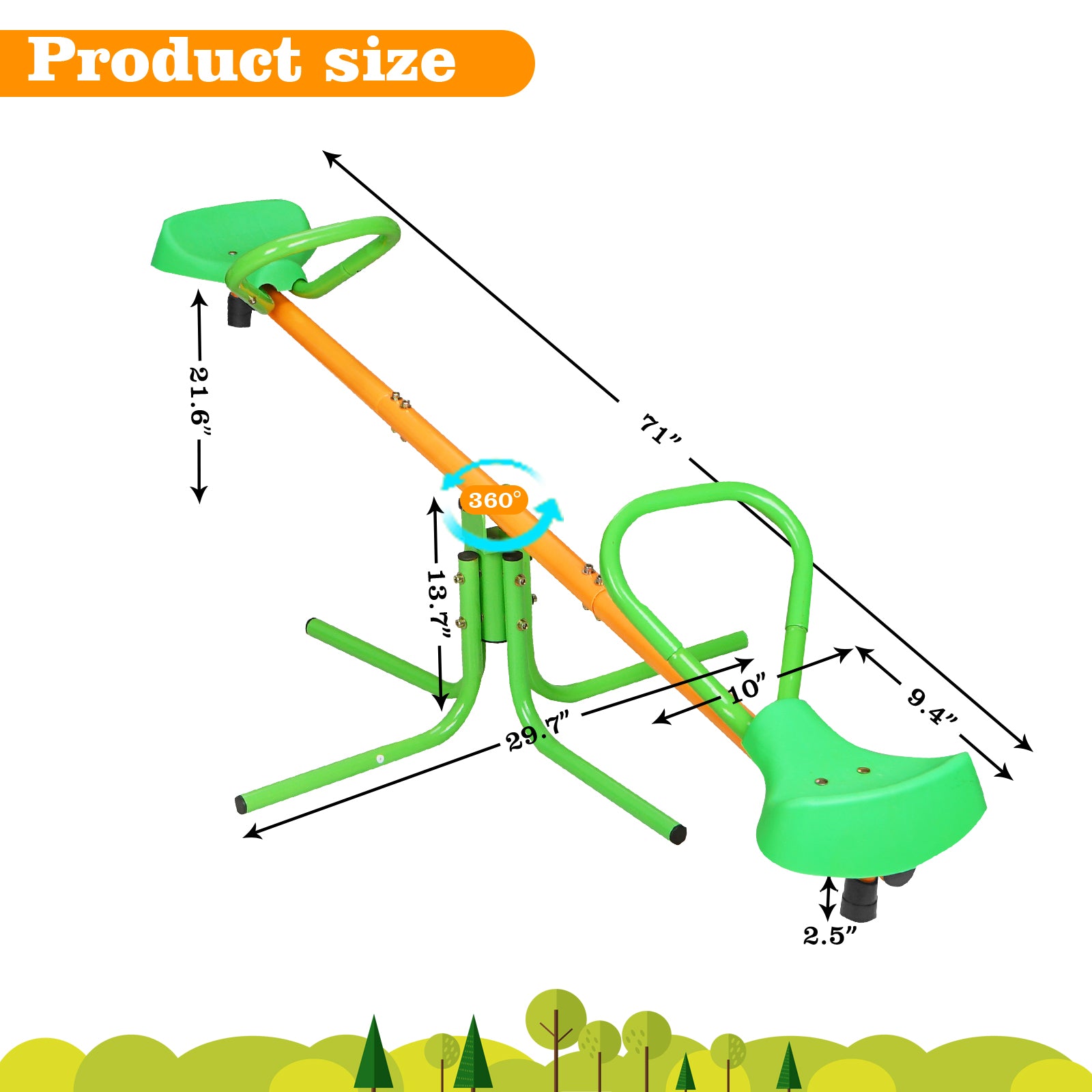 Mersco Kids 360 Degree Spin Seesaw Teeter Totter,Rotation Teeter Totter Outdoor Indoor Playground Equipment Swivel Teeter Totter for Boys,Girls,Children's birthday gifts