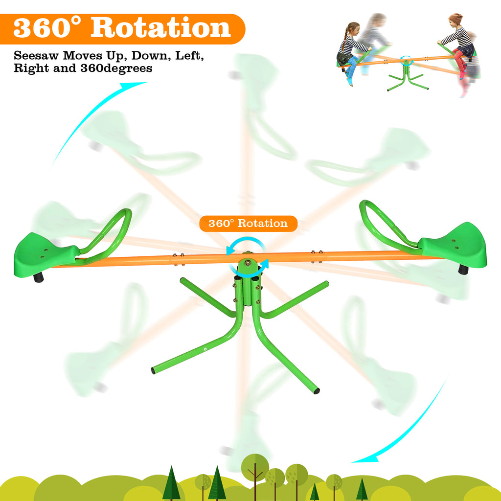 Mersco Kids 360 Degree Spin Seesaw Teeter Totter,Rotation Teeter Totter Outdoor Indoor Playground Equipment Swivel Teeter Totter for Boys,Girls,Children's birthday gifts