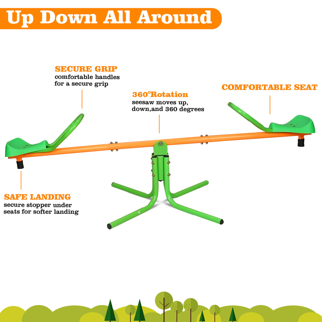 Mersco Kids 360 Degree Spin Seesaw Teeter Totter,Rotation Teeter Totter Outdoor Indoor Playground Equipment Swivel Teeter Totter for Boys,Girls,Children's birthday gifts