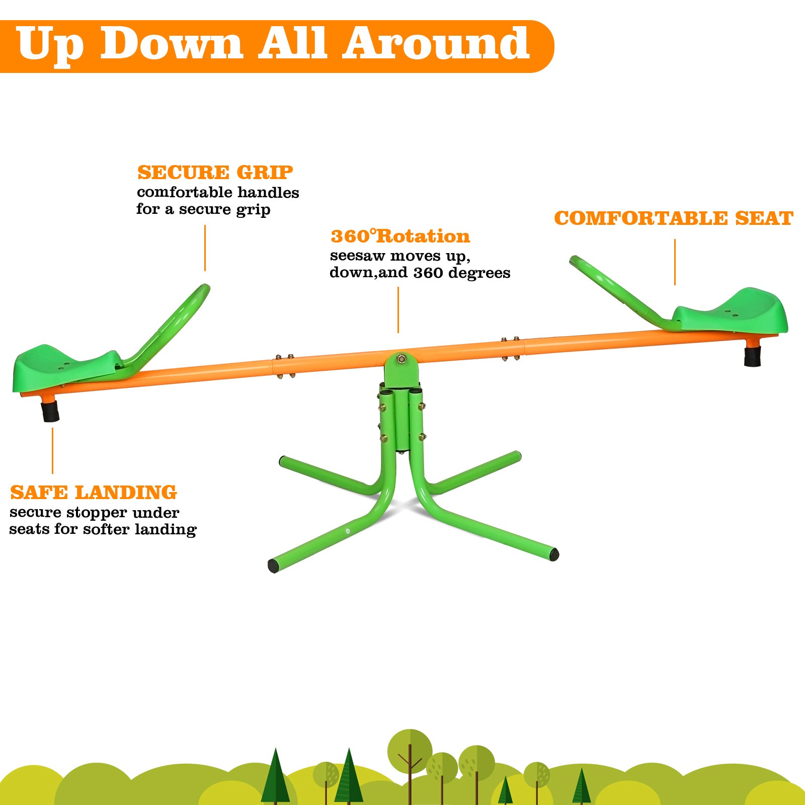 Mersco Kids 360 Degree Spin Seesaw Teeter Totter,Rotation Teeter Totter Outdoor Indoor Playground Equipment Swivel Teeter Totter for Boys,Girls,Children's birthday gifts