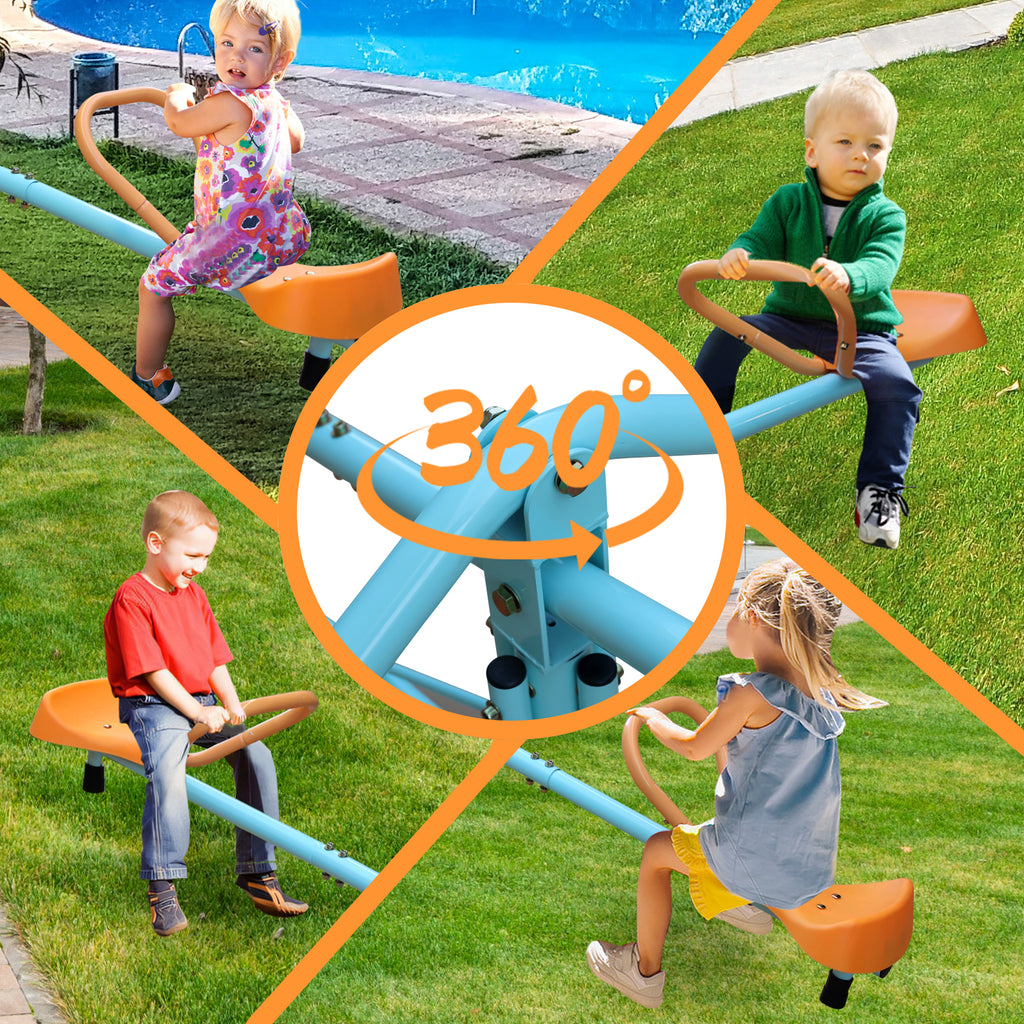 Mersco Outdoor Kids Spinning Seesaw Sit and Spin Teeter Totter Outdoor Playground Equipment Swivel Teeter Totter for Backyard