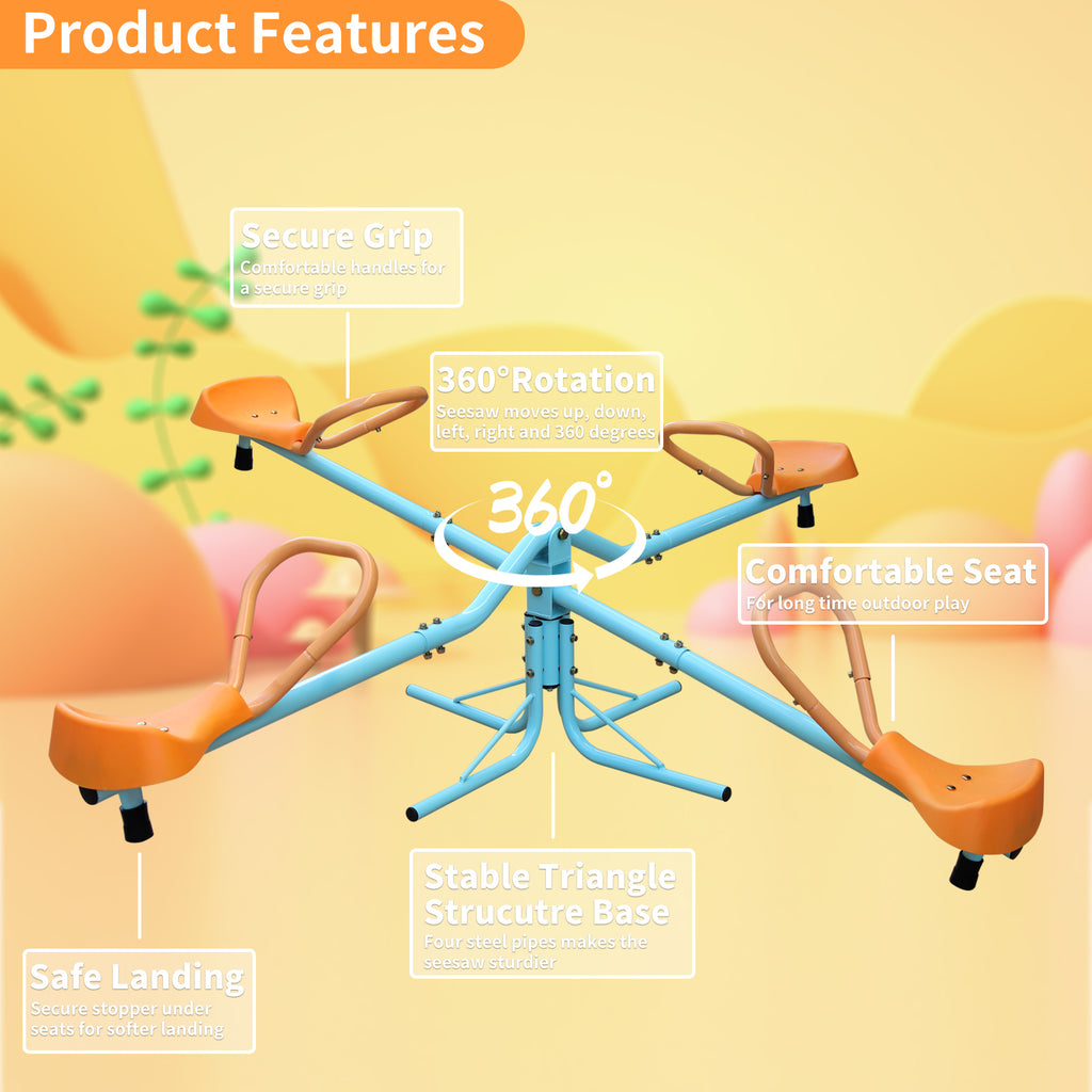 Mersco Outdoor Kids Spinning Seesaw Sit and Spin Teeter Totter Outdoor Playground Equipment Swivel Teeter Totter for Backyard