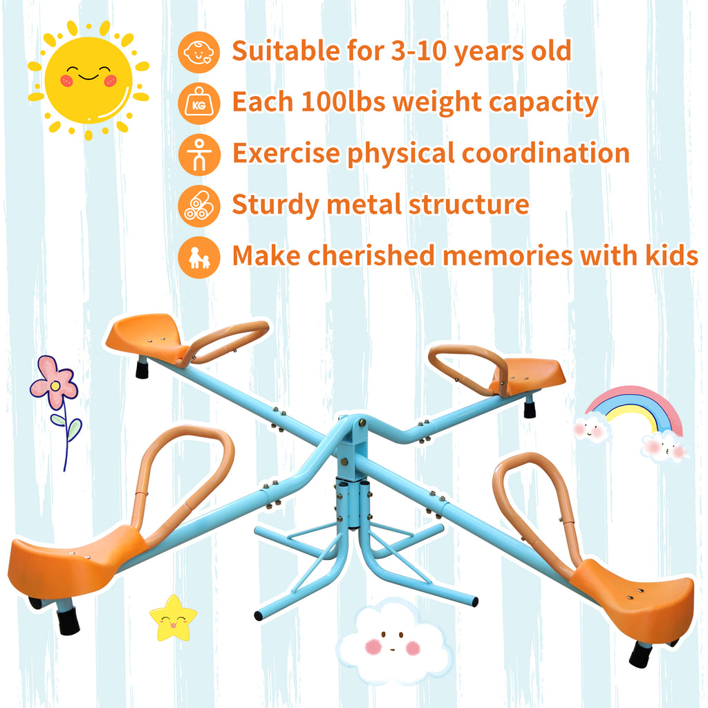 Mersco Outdoor Kids Spinning Seesaw Sit and Spin Teeter Totter Outdoor Playground Equipment Swivel Teeter Totter for Backyard