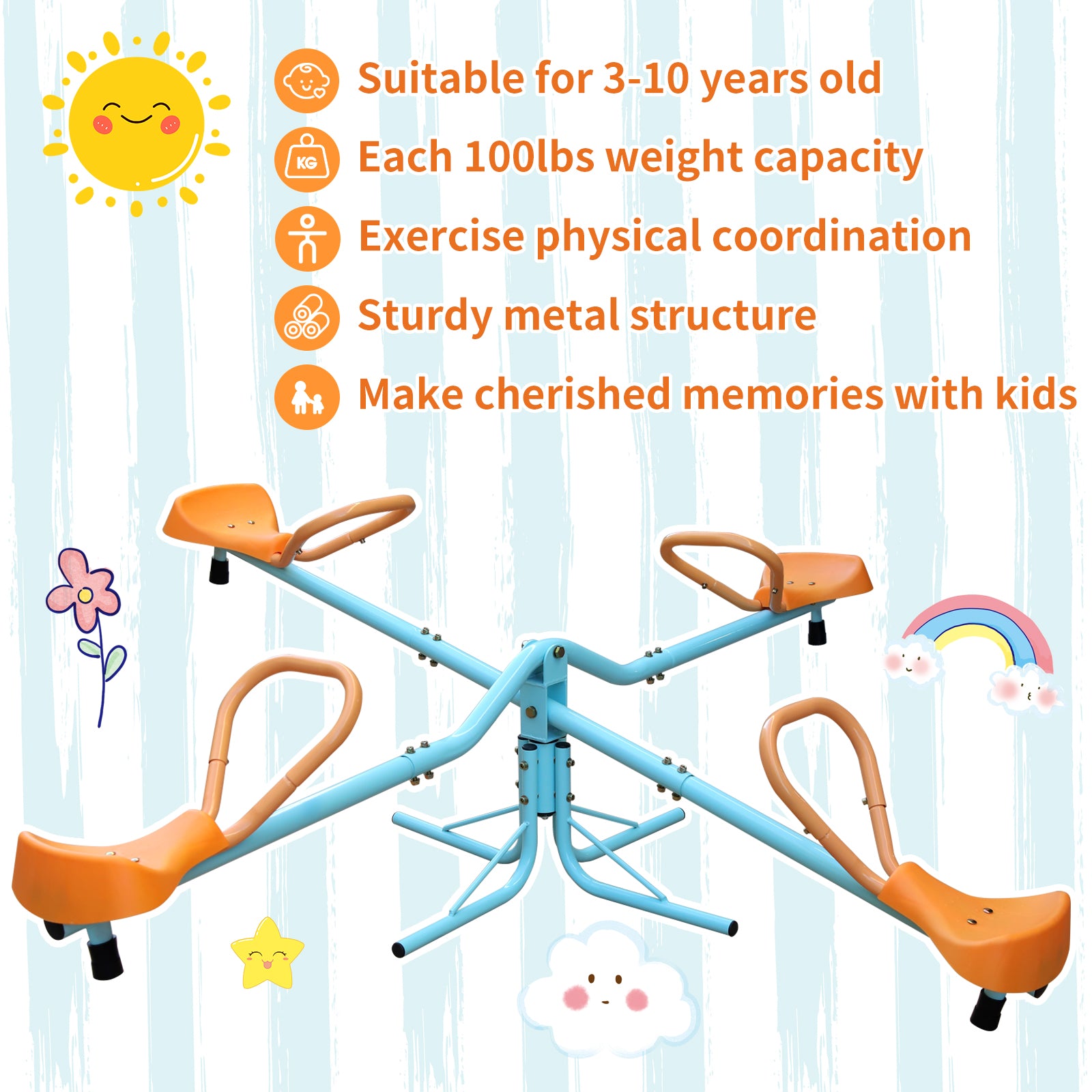 Mersco Outdoor Kids Spinning Seesaw Sit and Spin Teeter Totter Outdoor Playground Equipment Swivel Teeter Totter for Backyard