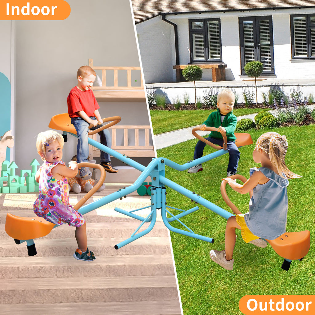 Mersco Outdoor Kids Spinning Seesaw Sit and Spin Teeter Totter Outdoor Playground Equipment Swivel Teeter Totter for Backyard