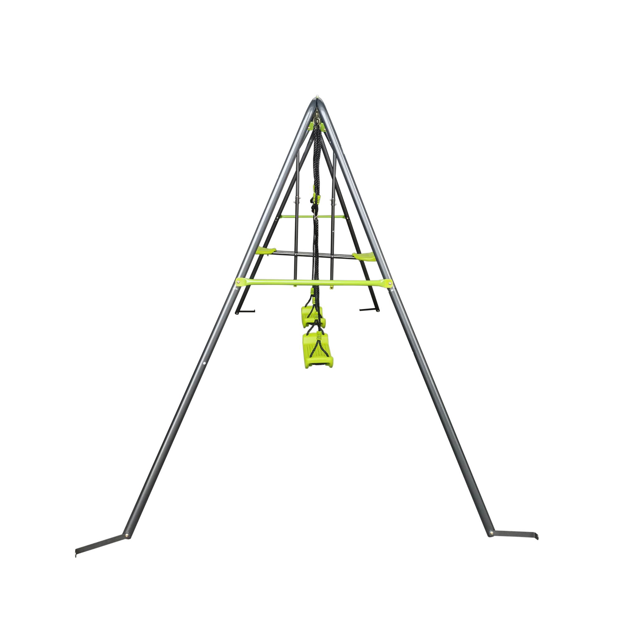 Mersco 3 in 1 Kids Metal Swing Seat for Backyard, Heavy-Duty Outdoor Playsets for Playground ,Outside Toys with Teeter-Totter and Two swing for Aged 3+,Green