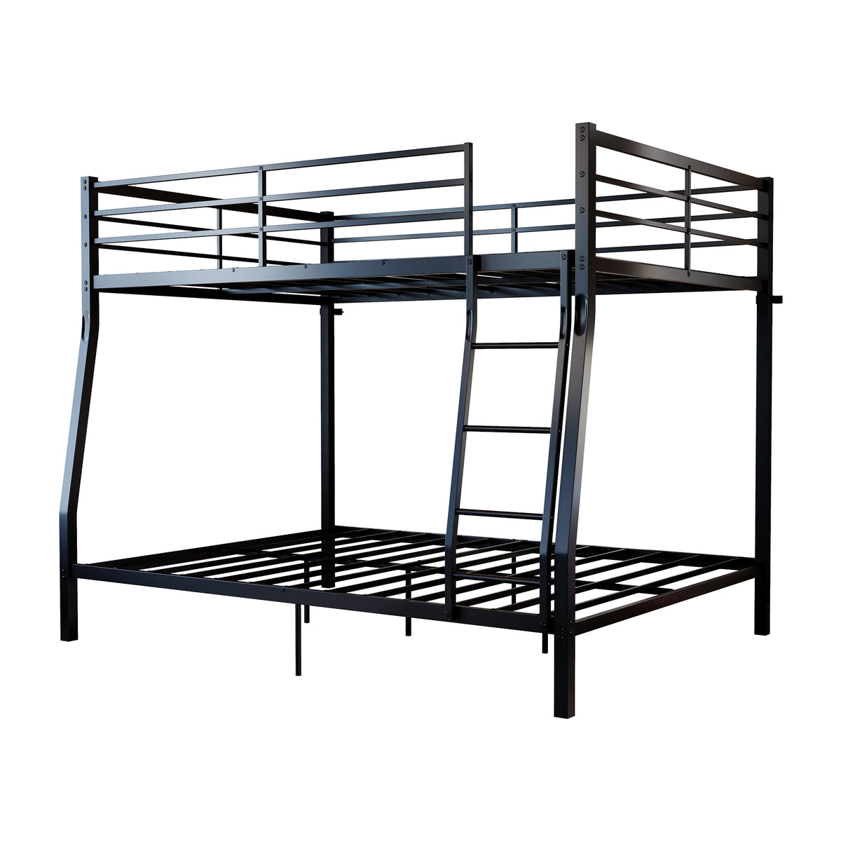Netrum Full over Queen Bunk Bed for Teens Adults,Heavy Duty Metal Bunk Beds Frame, with Ladder & Storage,Full Bunk Bed with Safe Guardrail, No Box Spring Needed