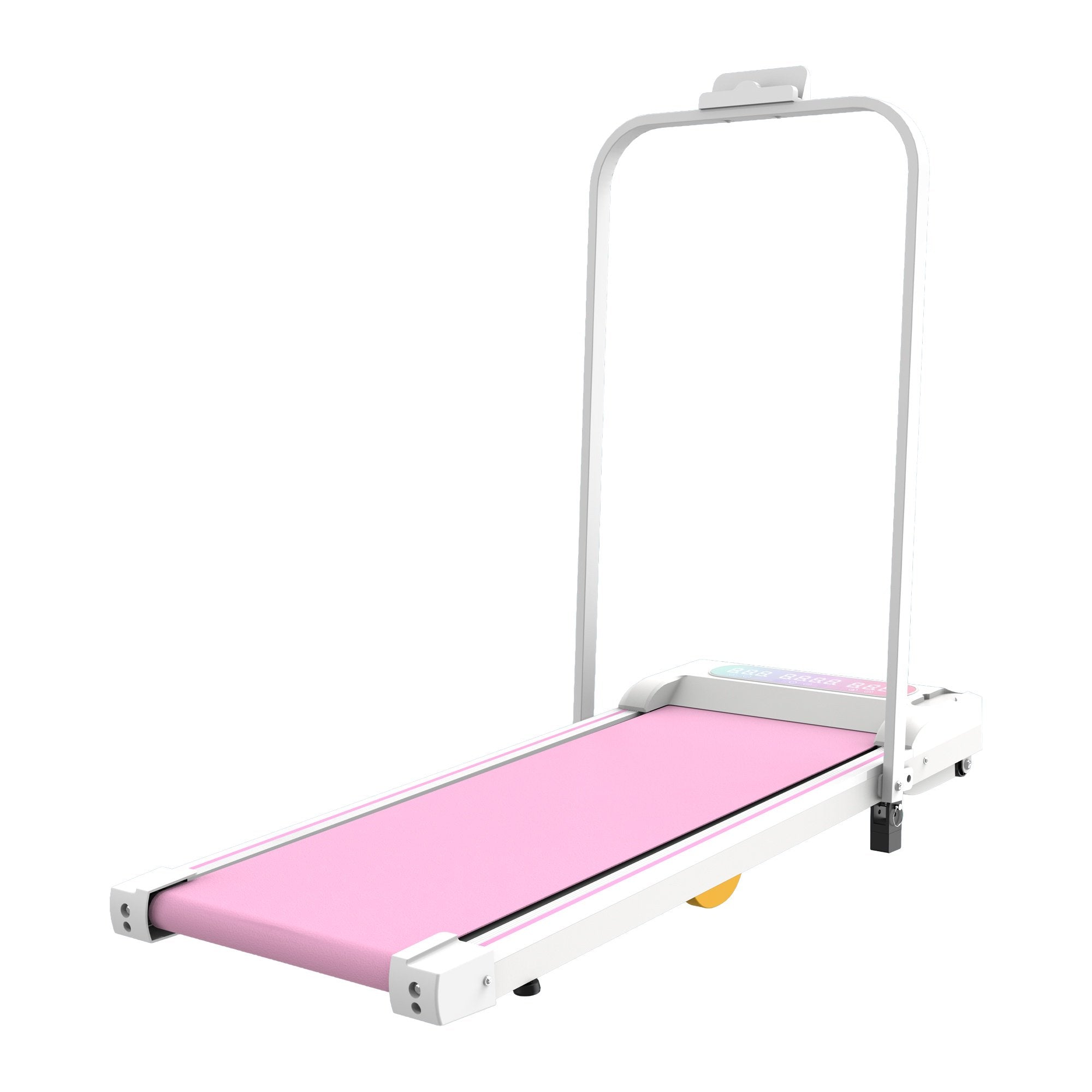 Kdymod 2 in 1 Foldable Treadmill with LED Display & Remote,Walking Treadmill Jogging Machine with Handle Bar & Incline,Under Desk Walking Pad for Home Office,Pink