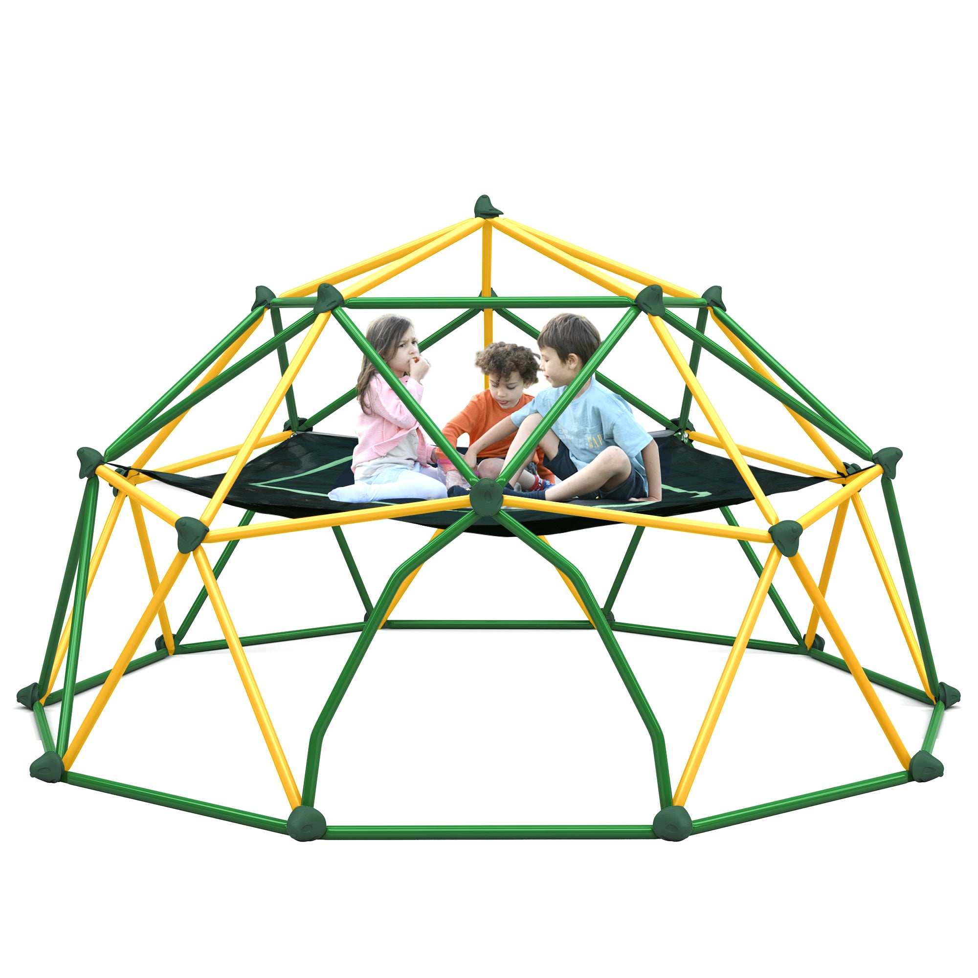 Kdymod 12FT Climbing Dome for Kids with Hammock,Geometric Dome Climber Jungle Gym Supports 1000 LBS, Outdoor Backyard Play for Kids 3-10 Years Old, Easy Assembly with Climbing Grips