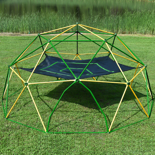 Kdymod 12FT Climbing Dome for Kids with Hammock,Geometric Dome Climber Jungle Gym Supports 1000 LBS, Outdoor Backyard Play for Kids 3-10 Years Old, Easy Assembly with Climbing Grips