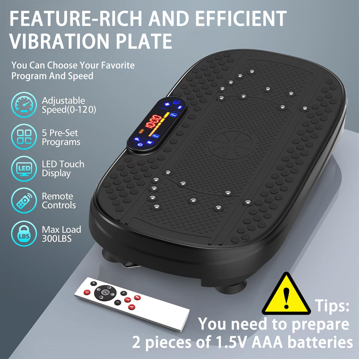Kdymod Vibration Plate Exercise Machine & Whole Body Shake Plate, Workout Machine with Remote Control & Adjustable Settings, Versatile for Home Fitness, Black