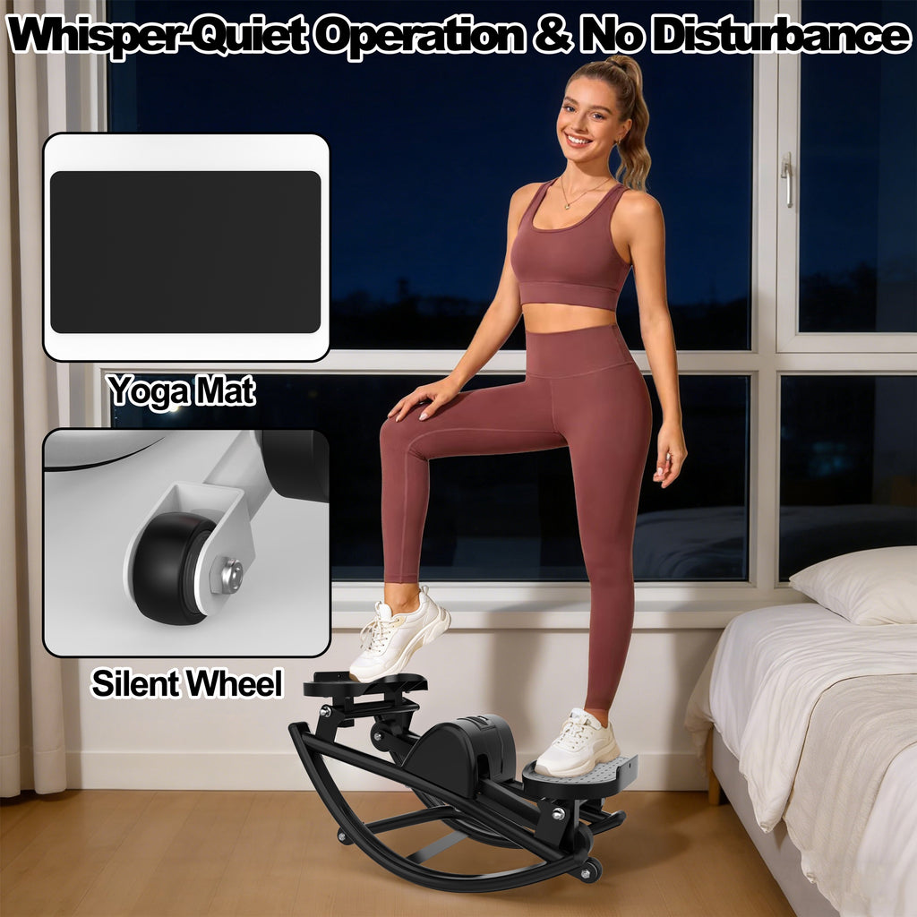 Kdymod Lateral Stepper for Exercise-Rocking Stepper Machine with Resistance Bands & Anti-Slip Mat and LCD Monitor, Professional Stair Stepper for Home Workout,Black