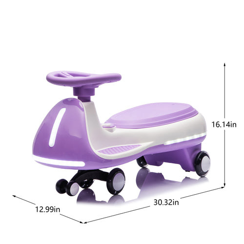 Cirui 12V Kids Electric Wiggle Car, 2-in-1 Swing Ride on Toy for Toddlers Aged 3-8,5MPH Max Speed,Triangular Stability Frame, Flashing Wheels,Bluetooth Music,Purple