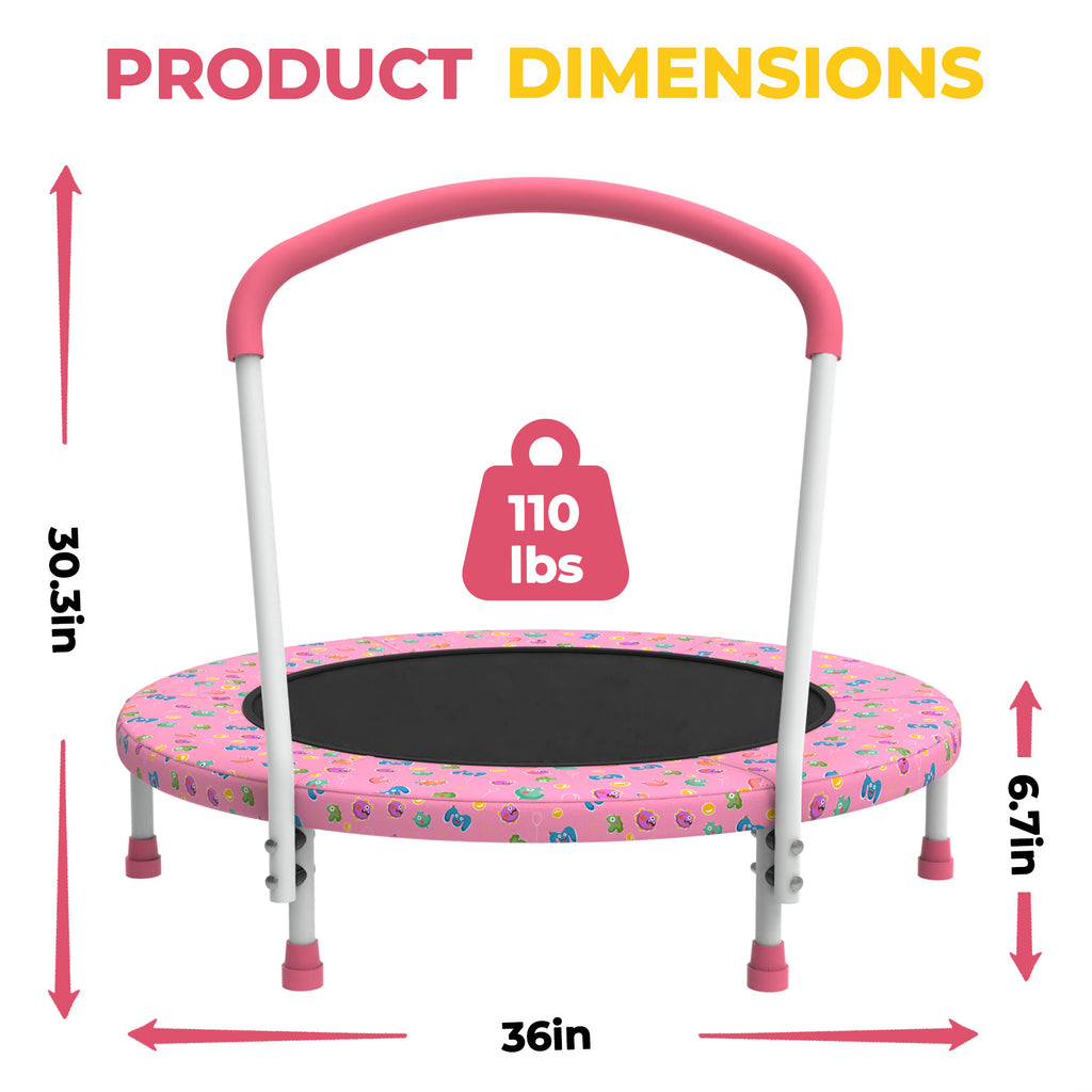 Mersco 36" Trampoline for Kids Indoor Trampoline with Handle for 2+ Years Kids