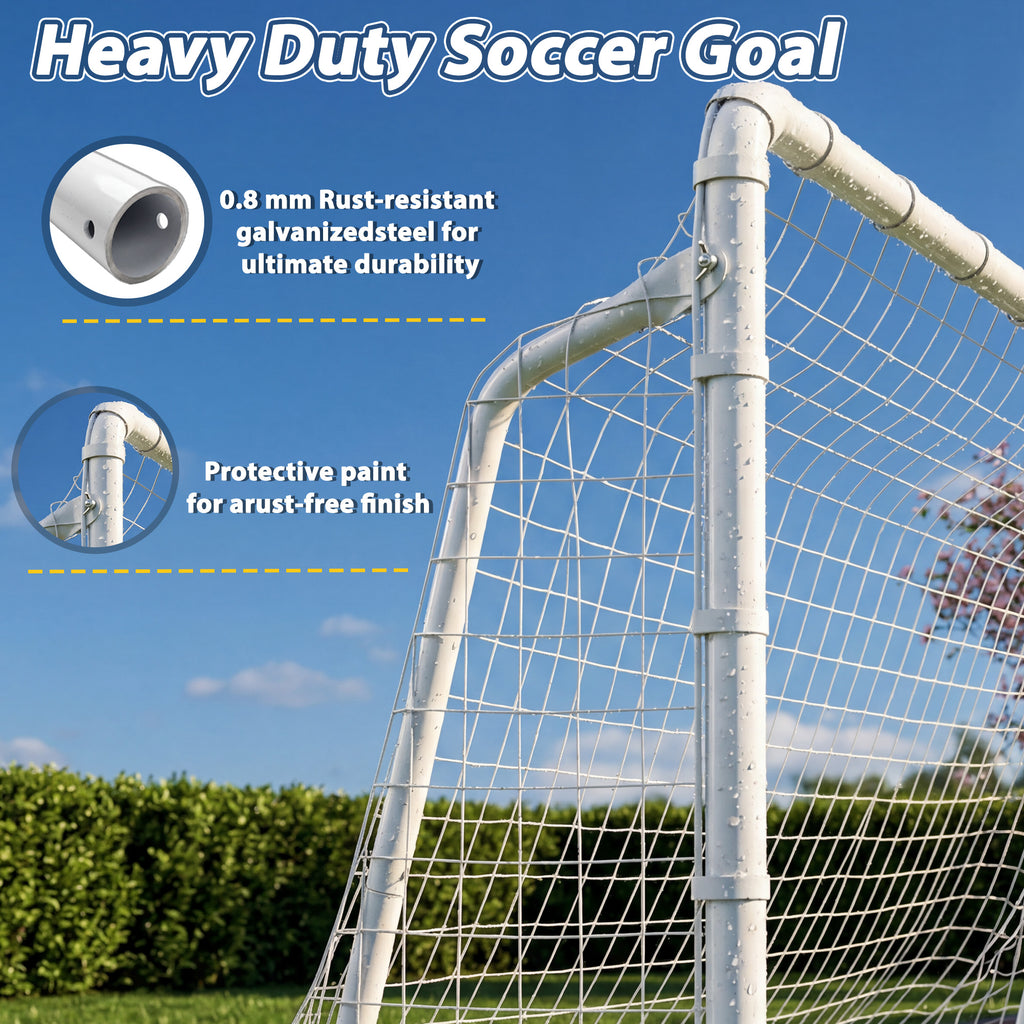 Mersco 12x6 FT Soccer Goal for Backyard, Heavy-Duty Metal Soccer Net, with Shooting Ring, Soccer Training Equipment Set, with 5 Stakes & 6 Cones, Soccer Goal for Kids and Adults,Christmas Gifts