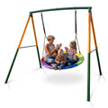 Kdymod 48" Saucer Swing Set, 900D Oxford Disc Seat, Heavy‑Duty Double A‑Frame Metal Swing Set for Backyard, Outdoor Playground for Kids 3‑10, Green