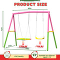 Mersco 2-in-1 Swing Set for Backyard with Stand, Swing Heavy Duty 440lbs Metal Outdoor Swing Stand, Contain 1 Saucer 32" & 1 Belt Seat 26.2" for Playground, Backyard Playset,Pink