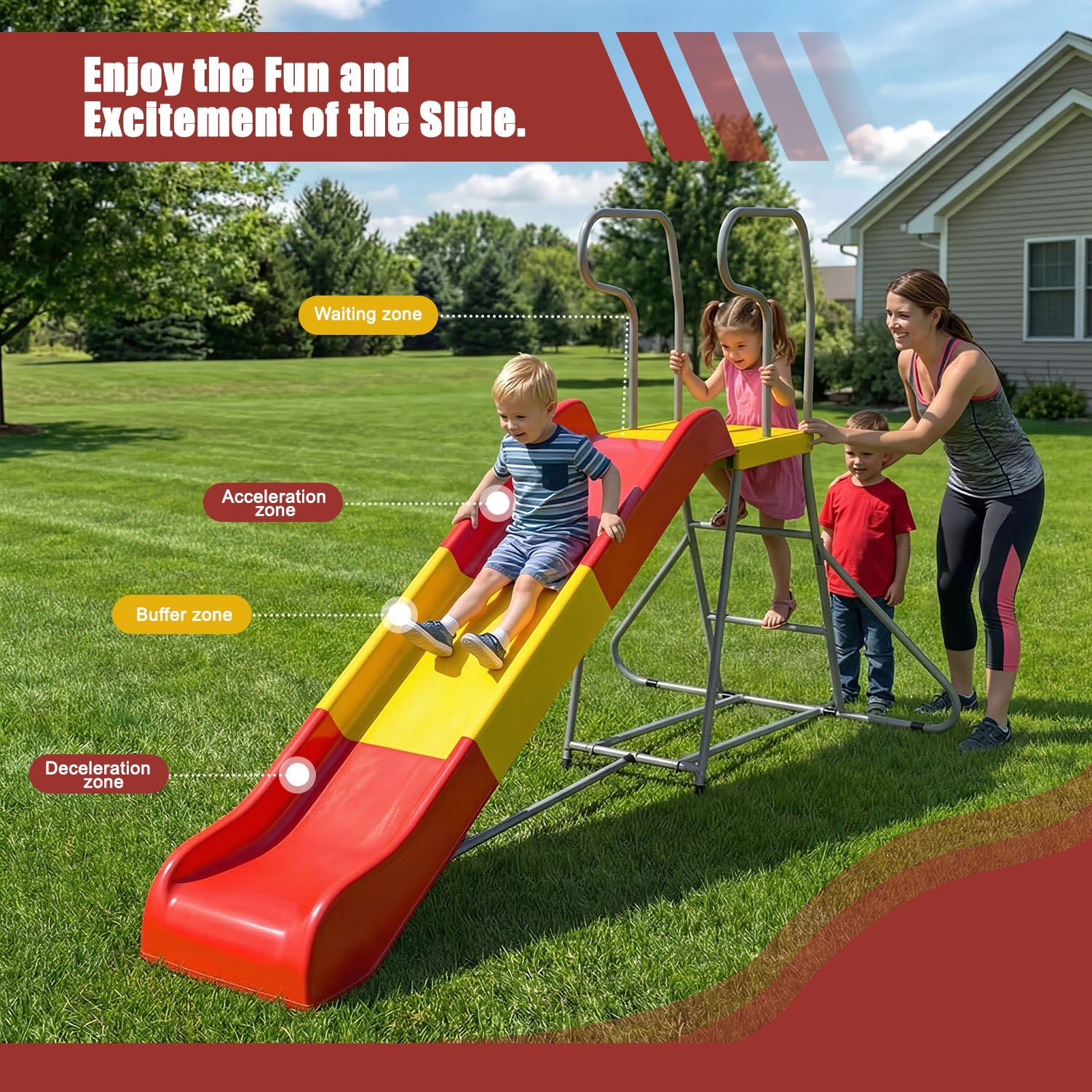 2-in-1 Kids Climbing Slide – For Ages 3-8, 76.4-Inch Smooth Slide Track, Anti-Slip Steps, Sturdy Construction, Easy Assembly, Indoor and Outdoor Backyard Fun