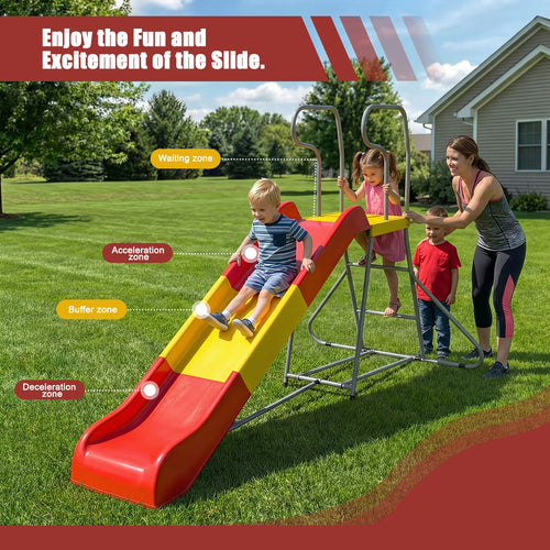 2-in-1 Kids Climbing Slide – For Ages 3-8, 76.4-Inch Smooth Slide Track, Anti-Slip Steps, Sturdy Construction, Easy Assembly, Indoor and Outdoor Backyard Fun