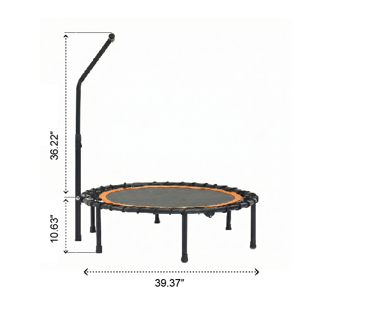 Mersco 40'' Foldable Mini Sports trampoline,450LBS Rebounder Trampoline for Home Gym,Cardio & Strength Training,Fitness Trampoline with Adjustable Handle, Stable & Quiet, Indoor Outdoor, Black