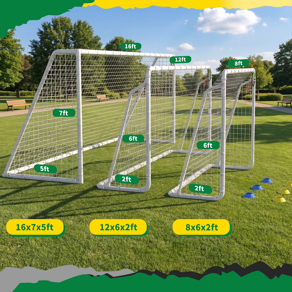 Kdymod 8×6 FT Soccer Goal for Backyard,Heavy-Duty Metal Soccer Net with Target Net,Outdoor Soccer Goal Soccer Equipment Set with 6 Soccer Cones & 5 Stakes for Kids and Adults ,White