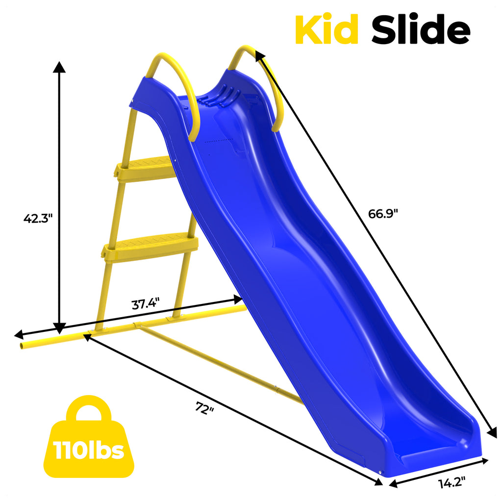 Mersco Kid Outdoor Indoor Slide,Water Slides for Backyard with Water Pipe & 5 Anchors,Playground Freestanding Slide Equipment for Boys and Girls Birthday Gifts,Blue