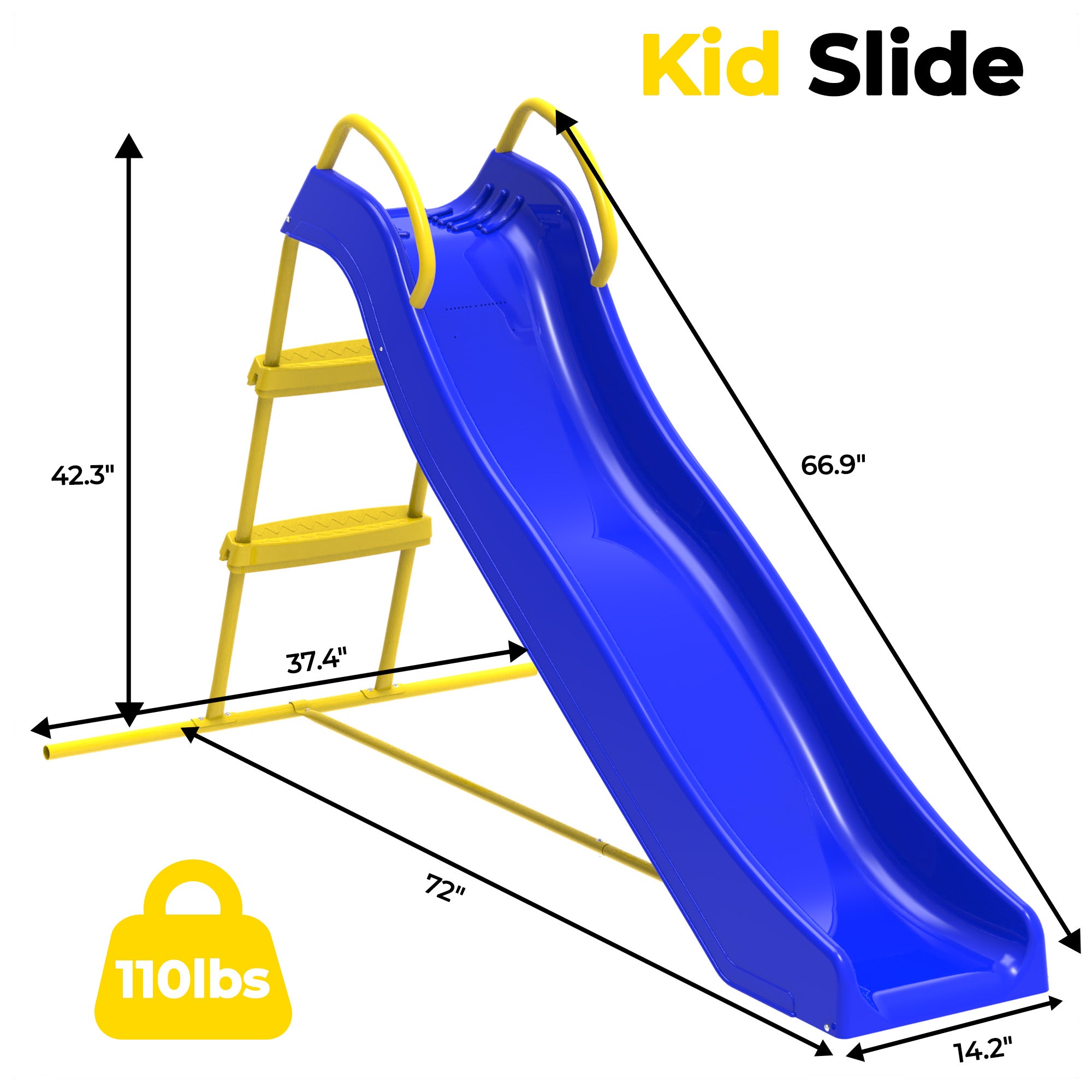 Mersco Kid Outdoor Indoor Slide,Water Slides for Backyard with Water Pipe & 5 Anchors,Playground Freestanding Slide Equipment for Boys and Girls Birthday Gifts,Blue