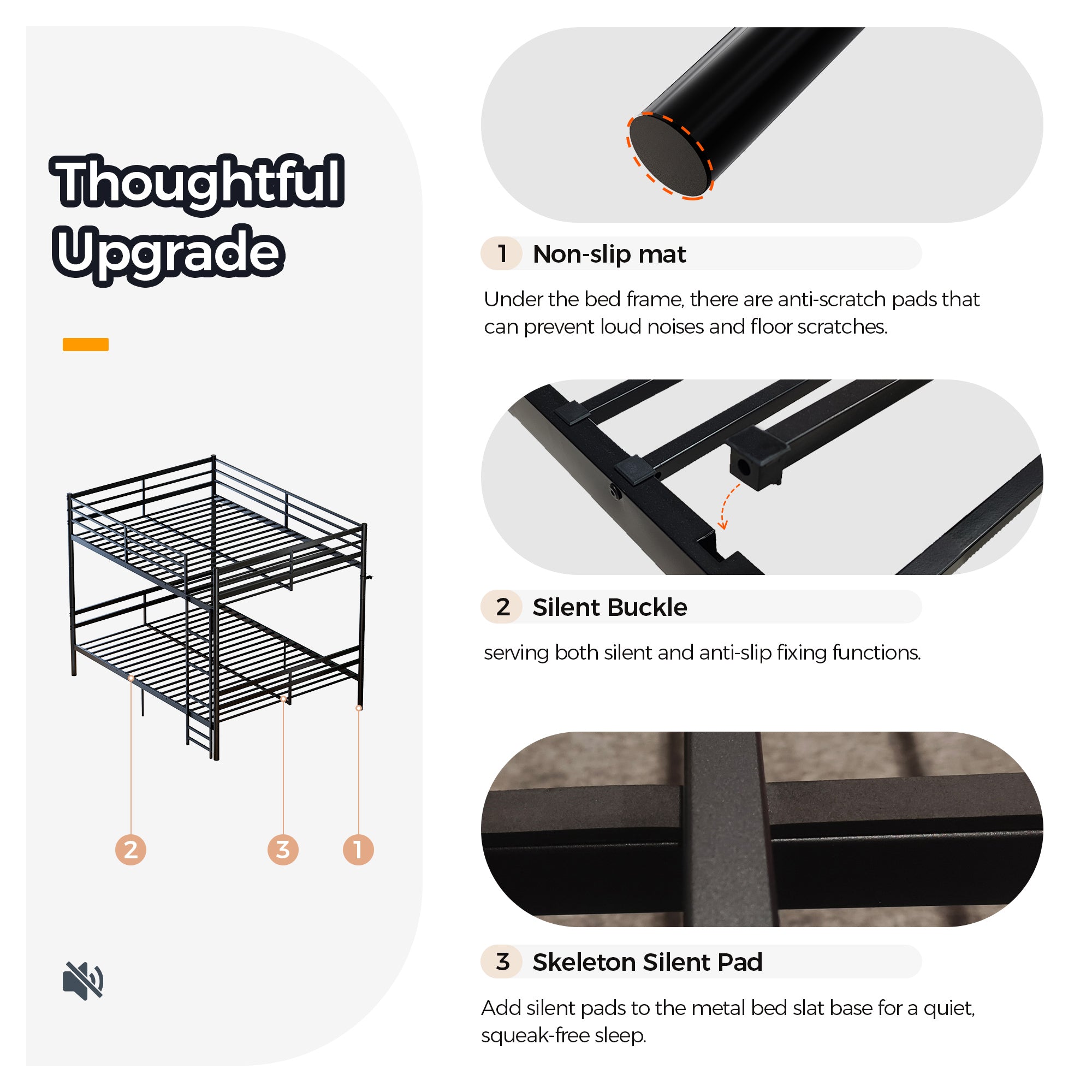 Kdymod Queen over Queen Metal Bunk Bed with Storage, Converts to 2 Separate Beds, Heavy-Duty & Space-Saving Bed Frame with Built-in Ladder & Safety Guardrail, Black