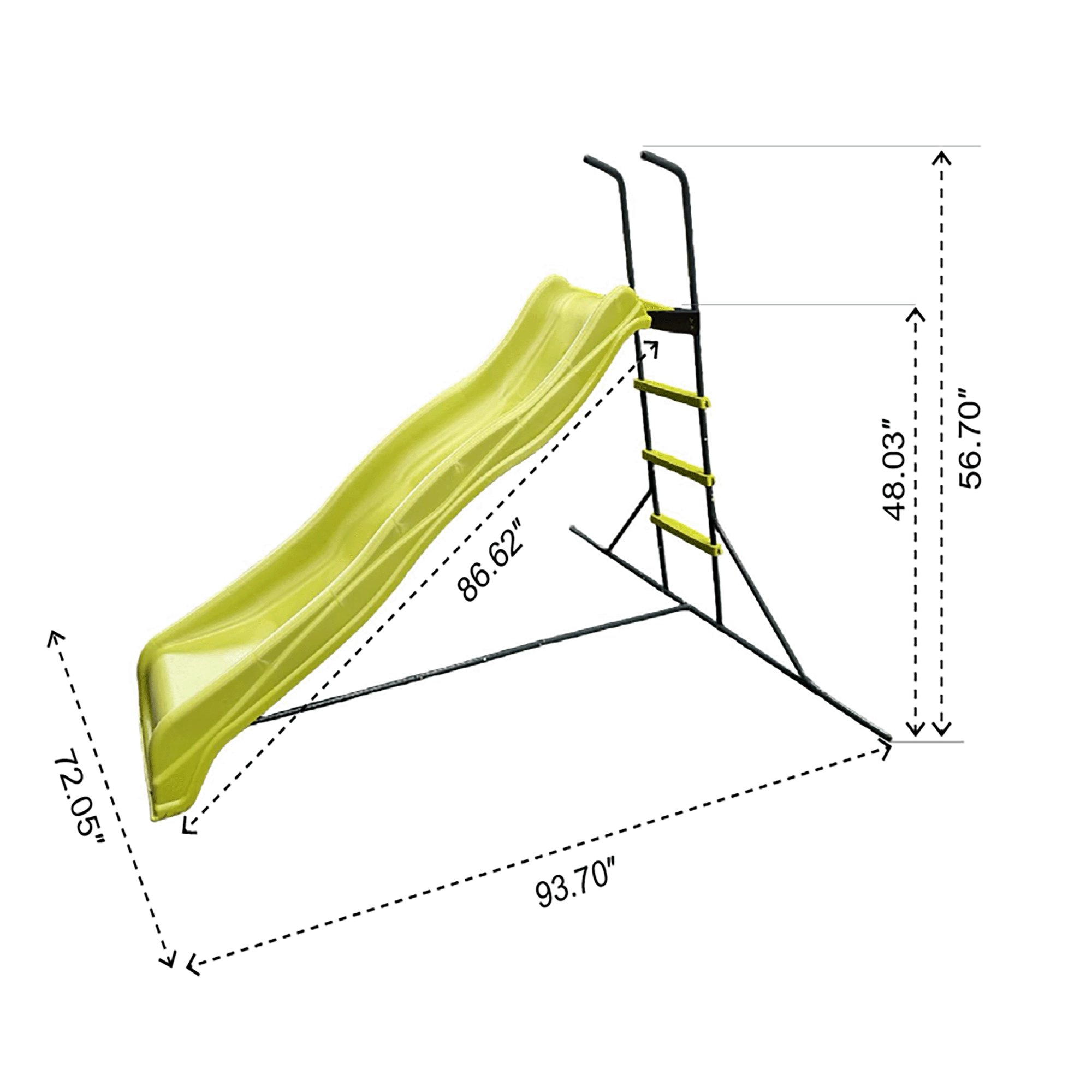 Mersco 7.2FT Toddler Slide, Heavy-Duty Plastic Freestanding Slide with High Railings for Indoor Outdoor Play, Green